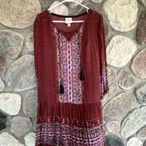 Knox Rose Burgundy and Purple Patterned Top